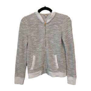Lucky Brand Light Knit Full  Zip Jacket Terry Pockets Metallic Sparkly Size XS